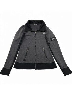 The North Face Gray Black Stretch Full Zip Training Running Jacket Women's Small